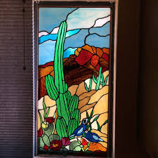 Stained Glass Saguaro Cactus Pattern