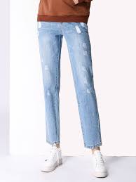 E Becky Womens Jeans Light Colored Jeans Threadbare Pants Casual Denim Jeans