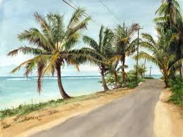 Anini Beach Road, Noho 'ana — Kauai life - palms, palm trees, beach, ocean,  anini beach artwork :: Emily Jung Miller fine art :: Ocean-inspired artwork  from Oregon & Kauai