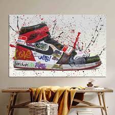 Framed Wall Art Shoes Graffiti Canvas