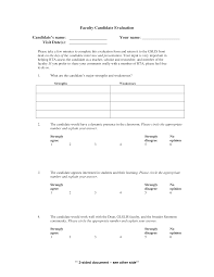 Faculty Candidate Evaluation Form Templates At