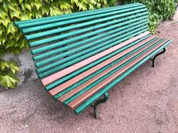 wrought iron slatted park bench 1920s