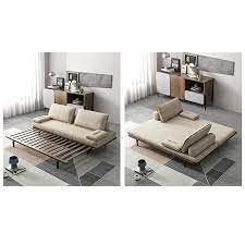 Japandi Pull Out Sofa Bed Khaki Wood
