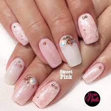 fluffy pink gelish nail art homenails