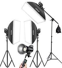 Octova Godox Sl60w White Led Video Constant 3 Point Lighting Kit Softbox With Remote Ac Power Youtube Videos Shooting Videography Portrait Product Studio Photography Light Key Fill Rim Back Light Technical Court E Point