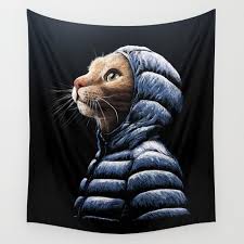 Cool Cat Wall Tapestry By Tummeow