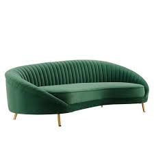Modway Camber Channel Tufted Performance Velvet Sofa Emerald