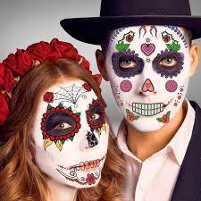 day of the dead face skeleton tattoos