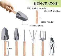 9 Pcs Garden Tools Set Ergonomic Wooden
