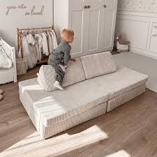 kids montessori sofa beige corduroy