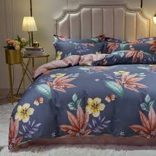 dark blue quilt four piece bedding set