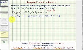 Find The Equation Of A Tangent Plane To