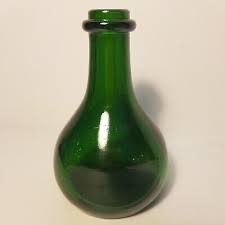 Antique Green Glass Bottle Squat Form