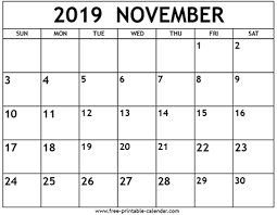 November 2019 Calendar Template Free Printable Calendar Com