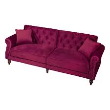 wine red velvet sofa bed sleeper