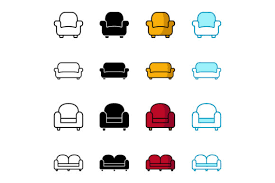 Living Chair Icon Set Vector Design