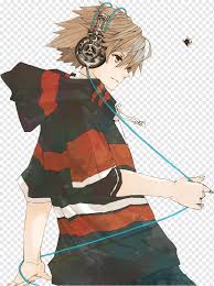 Anime boys come in all sorts of different hair colors , each one with their own charm and set of cliches/tropes. Brown Haired Boy With Headphones Anime Convention Manga Fan Art Boy Manga Boy Boy Fashion Illustration Anime Music Video Png Pngwing