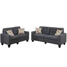 straight sofa set with tufted cushions