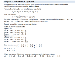Program 2 Simultaneous Equations