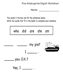 Kindergarten English Worksheets Educational Coloring Pages