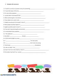 For exercises, you can reveal the answers first (submit worksheet) and print the page to have the exercise and the answers. Sentence Completion Interactive Worksheet