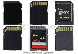 Memory card — memory cards n count a memory card is a type of card containing computer memory that is used in digital cameras and other devices. Different Types Of Removable Flash Memory Cards And Micro Sd Adapter Isolated On White Canstock