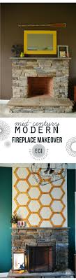 mid century modern fireplace update