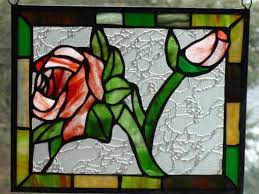 Hand Crafted Red Rose Stained Glass