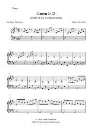 Download piano solo sheet music of canon in d by johann pachelbel in level 3 (higher level of easy level) in the key of c. Canon In D Piano Sheet Music Free Printable Epic Sheet Music