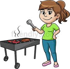 Clipart vectoriel de dessin animé de barbecue de femme - FriendlyStock