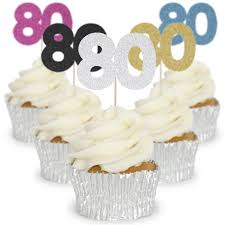 number 80 cupcake toppers 12pk