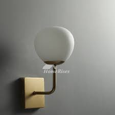 Modern Minimalist Aisle Lamp Bathroom Wall Sconce Glass Balloon Gold Bedside Milky White Lampshade