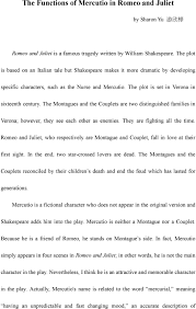 the functions of mercutio in romeo and juliet pdf the montagues and the couplets are two distinguished families in verona however they see