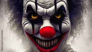 fantasy scary horror clown face with
