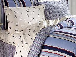 Striped Nautical Anchors Comforter Set