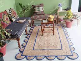 modern brown scalloped jute rug