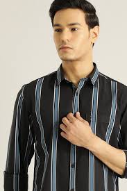 men striped full sleeve cotton shirt
