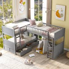 gray twin size wood bunk bed