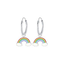 s rainbow hoop dangle earrings for