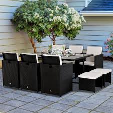 outsunny cube outdoor dining set 11 pc