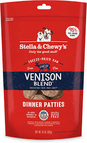 Stella Chewys Venison Blend Dinner Patties Freeze Dried Raw Dog Food 14 Oz Bag