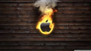 apple logo on fire ultra hd desktop