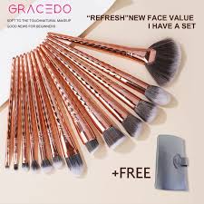 gracedo 13pcs makeup brush set rose