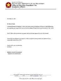 Sample letter to the president of the philippines from a student. Pup Letterhead
