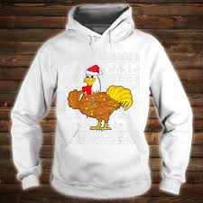 Funny Chicken Ugly Christmas Lights Xmas Chickens Shirt