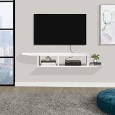 Modern Floating Tv Stand Curved Wood