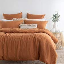 Cinnamon Color Rust Linen Duvet Cover