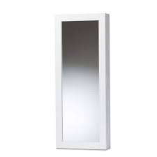 Baxton Studio Pontus Modern And Contemporary White Finished Wood Wall Mountable Jewelry Armoire With Mirror