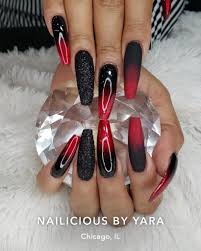 30 fiery red and black ombre nails to