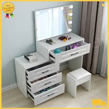 vanity table set with lighted mirror